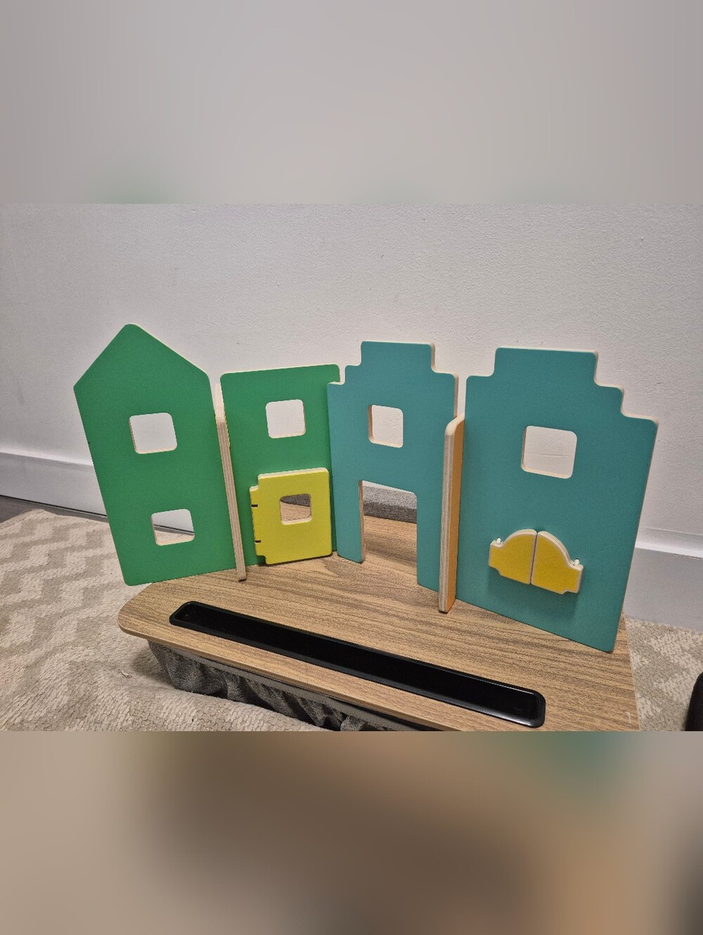 Lovevery Wooden Modular Village & Pathways set from "The Connector" Play Kit.